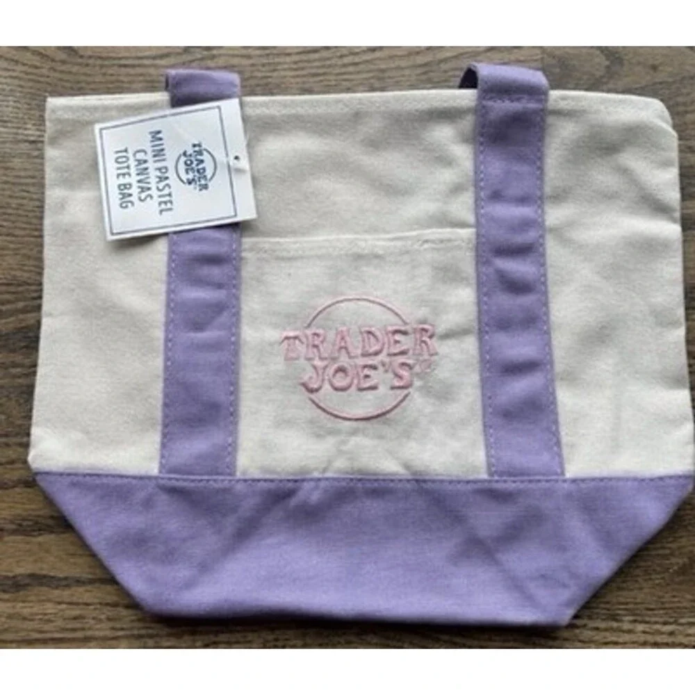 !!! Trader Joe’s Mini Pastel Canvas Tote Bag Set Of 4 Colors Limited
